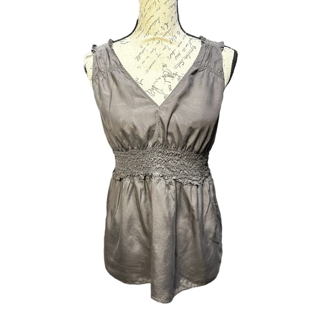 Banana Republic Gray Silk Sleeveless Blouse Size Small